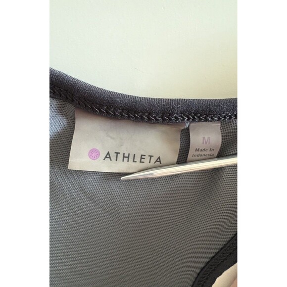Athleta Gray Purple Paisley Racerback Tankini Swim Top Size Medium - Picture 5 of 7